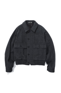 HAIRY WOOL MOHAIR CHAMBRAY BLOUSON - DARK GRAY (A26AB03WB)