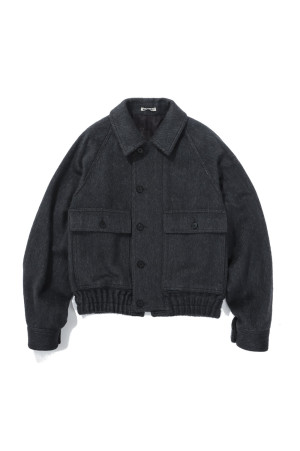 HAIRY WOOL MOHAIR CHAMBRAY BLOUSON - DARK GRAY (A26AB03WB)