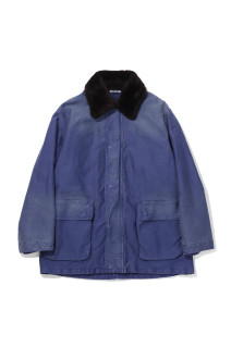 GARMENT-DYED ORGANIC COTTON HEAVY MOLESKIN BLOUSON - FADED NAVY (A26AB05HM)