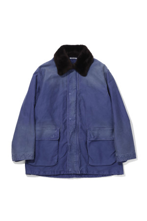 GARMENT-DYED ORGANIC COTTON HEAVY MOLESKIN BLOUSON - FADED NAVY (A26AB05HM)