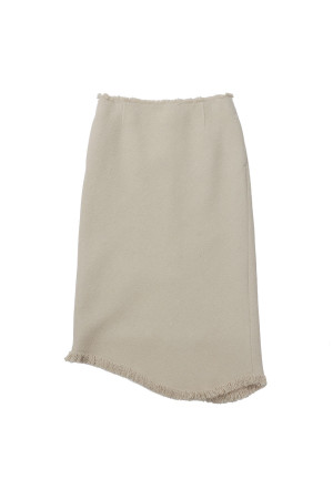 HOMESPUN TWEED FRINGE SKIRT - IVORY BEIGE (A26AS07HT)