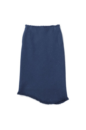 HOMESPUN TWEED FRINGE SKIRT - DUSTY BLUE (A26AS07HT)