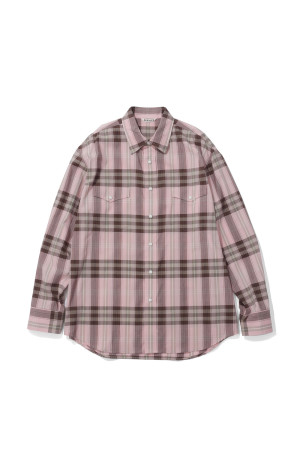 HIGH TWIST COTTON SILK CHECK SHIRT - PINK CHECK (A26AS02KC)