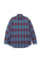 HIGH TWIST COTTON SILK CHECK SHIRT - BLUE CHECK (A26AS02KC)