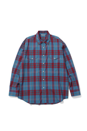 HIGH TWIST COTTON SILK CHECK SHIRT - BLUE CHECK (A26AS02KC)