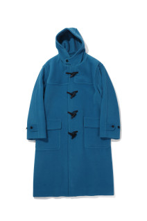 WOOL HERRINGBONE DUFFLE COAT - CERULEAN BLUE (A26AC03WH)