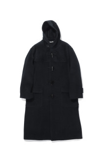 WOOL HERRINGBONE DUFFLE COAT - DARK CHARCOAL (A26AC03WH)