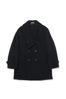 WOOL HERRINGBONE SHAWL COLLAR COAT - DARK CHARCOAL (A26AC04WH)