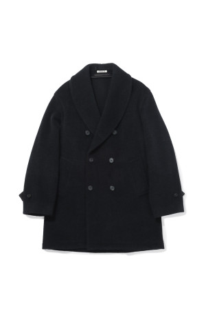 WOOL HERRINGBONE SHAWL COLLAR COAT - DARK CHARCOAL (A26AC04WH)