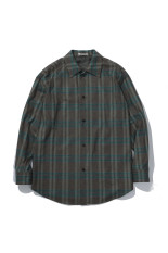 WOOL FULLING FLANNEL SHIRT - TOP BROWN GREEN CHECK (A26AS05CF)