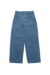GARMENT-DYED FINX CORDUROY 5P WIDE PANTS - DUSTY BLUE (A26AP02FX)