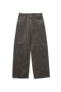 GARMENT-DYED FINX CORDUROY 5P WIDE PANTS - OLIVE BROWN (A26AP02FX)
