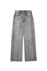 FADED HEAVY DENIM CENTER-PLEATED PANTS - FADED BLACK (A26AP03PD)