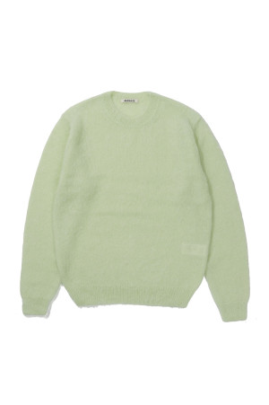 BRUSHED SUPER KID MOHAIR KNIT P/O - LIGHT LIME (A26AP04KM)