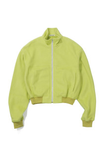 PURE SILK COMFORT FLEECE ZIP BLOUSON - LIME YELLOW (A26AB03SF)