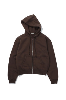 SMOOTH SOFT SWEAT ZIP PARKA - DARK BROWN (A26AP04TU)