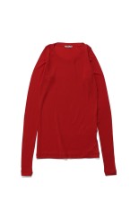 SUPER HIGH GAUGE SHEER RIB WIDE-NECK L/S TEE - RED (A26AP07HF)