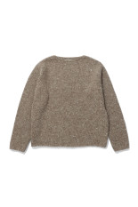 LOW-GAUGE HOMESPUN TWEED KNIT BOAT-NECK P/O - TOP BROWN (A26AP04HS)