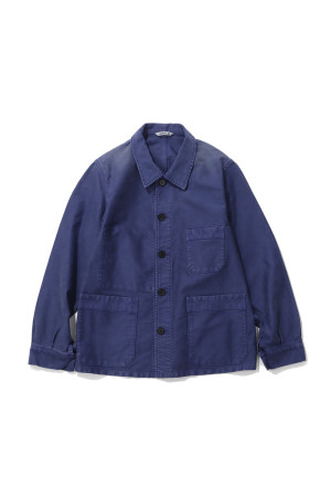 GARMENT-DYED ORGANIC COTTON HEAVY MOLESKIN COVERALL - FADED NAVY (A26AB02HM)