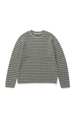 SHETLAND WOOL CASHMERE RIB KNIT P/O - LIME PURPLE STRIPE (A26AP01SB)