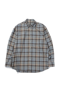 SUPER LIGHT WOOL CHECK SHIRT - BLUE ORANGE CHECK (A26AS01LC)