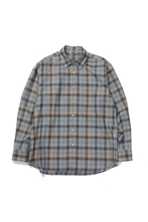 SUPER LIGHT WOOL CHECK SHIRT - BLUE ORANGE CHECK (A26AS01LC)