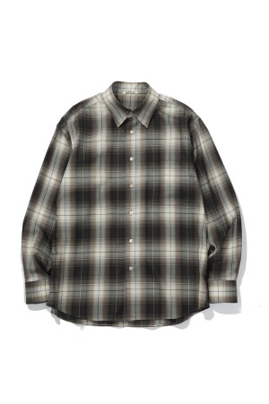 SUPER LIGHT WOOL CHECK SHIRT - BROWN CHARCOAL CHECK (A26AS01LC)