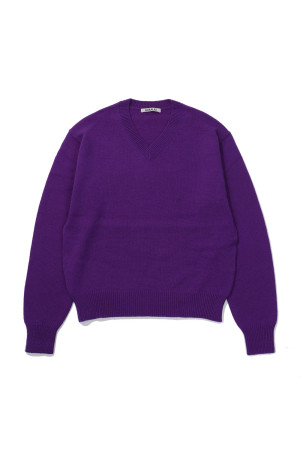 LIGHT CASHMERE KNIT V-NECK P/O - PURPLE (A26AV03CJ)