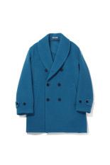 WOOL HERRINGBONE SHAWL COLLAR COAT - CERULEAN BLUE (A26AC02WH)
