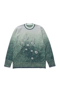 Floral Jacquard Graphic Knit Top - GREEN (MM26FW-KN010)