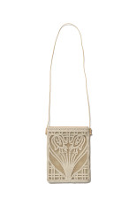 Cording Embroidery Pouch With Leather Strap - BEIGE (MMFW20-AC402)