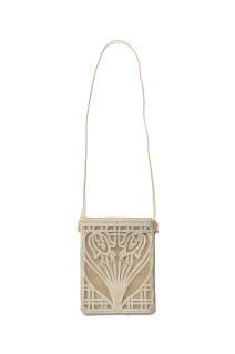Cording Embroidery Pouch With Leather Strap - BEIGE (MMFW20-AC402)