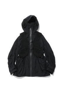 Nylon Oversized Jacket with Cording Embroidery Vest - BLACK (MM26FW-CO028)