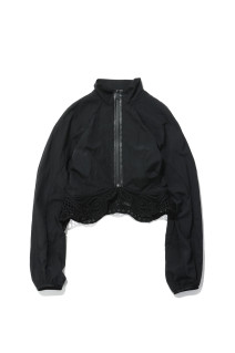 Nylon Short Jacket with Cording Embroidery Detail - BLACK (MM26FW-JK029)
