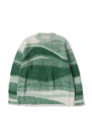 Wool Mohair Crew Neck Knit Top - GREEN (MM26FW-KN064)