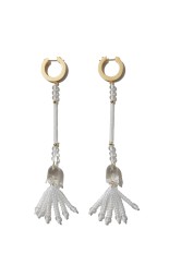 Floral Motif Long Glass Earrings - CLEAR (MM26FW-AC307)
