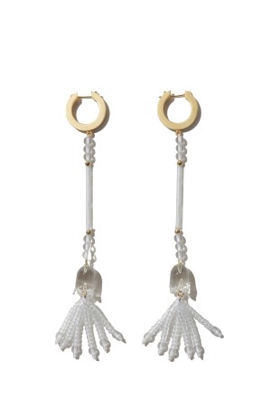 Floral Motif Long Glass Earrings - GREEN (MM26FW-AC307)