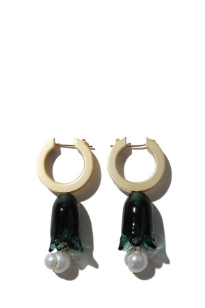 Floral Motif Glass Earrings - CLEAR (MM26FW-AC308)
