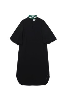 Triacetate Embroidery Neck Top - BLACK (MM26FW-DR112)