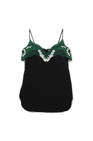 Triacetate Embroidery Camisole Top - BLACK (MM26FW-SH114)