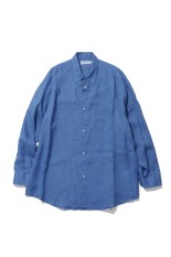 Linen L/S Oversized Regular Collar Shirt - BLUE (GM262-50039B)