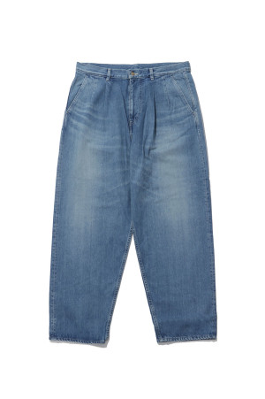 Selvage Denim Two Tuck Tapered Pants - INDIGO_LIGHT FADE (GU263-40060LB)