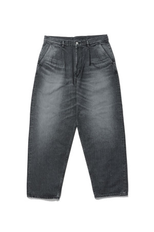 Selvage Denim Two Tuck Tapered Pants - BLACK_LIGHT FADE (GU263-40060LB)