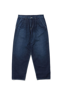 Selvage Denim Two Tuck Tapered Pants - INDIGO_DARK FADE (GU263-40060DB)