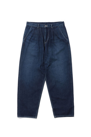 Selvage Denim Two Tuck Tapered Pants - INDIGO_DARK FADE (GU263-40060DB)