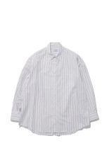 SIDOGRAS Brown Stripe L/S Oversized Regular Collar Shirt - WHITE (GM263-50345)