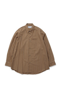 SIDOGRAS Brown Stripe L/S Oversized Regular Collar Shirt - BROWN (GM263-50345)