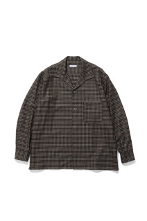 Wool Plaid Open Collar Shirt - BROWN (KS26FSH08)