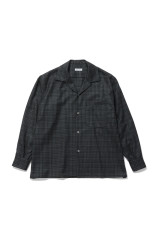 Wool Plaid Open Collar Shirt - CHARCOAL (KS26FSH08)