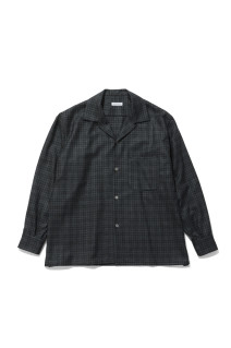 Wool Plaid Open Collar Shirt - BROWN (KS26FSH08)